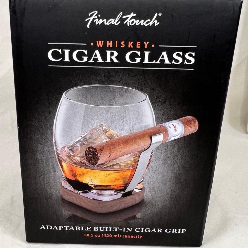 Final Touch Whiskey Cigar Glass Unisex 14.5oz Clear NEW GS130 Built-in Grip Base